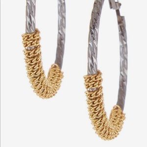 🧩 2/$20 Hoops Two tone chain wrapped earrings Silver & Gold - NWT